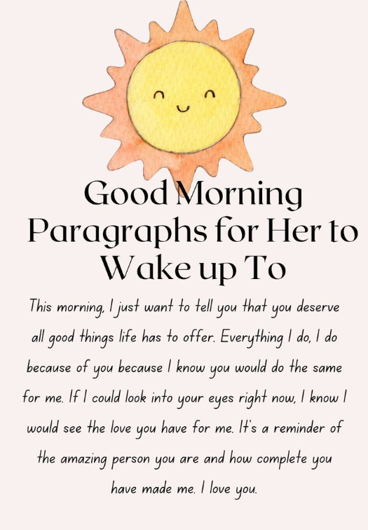 Good Morning Love Paragraphs for Her