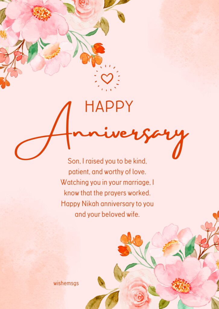 Nikah Anniversary Wishes for Son and Daughter-in-Law