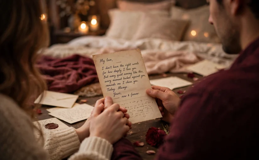 Heart touching deep love quotes for him written over a soft romantic background