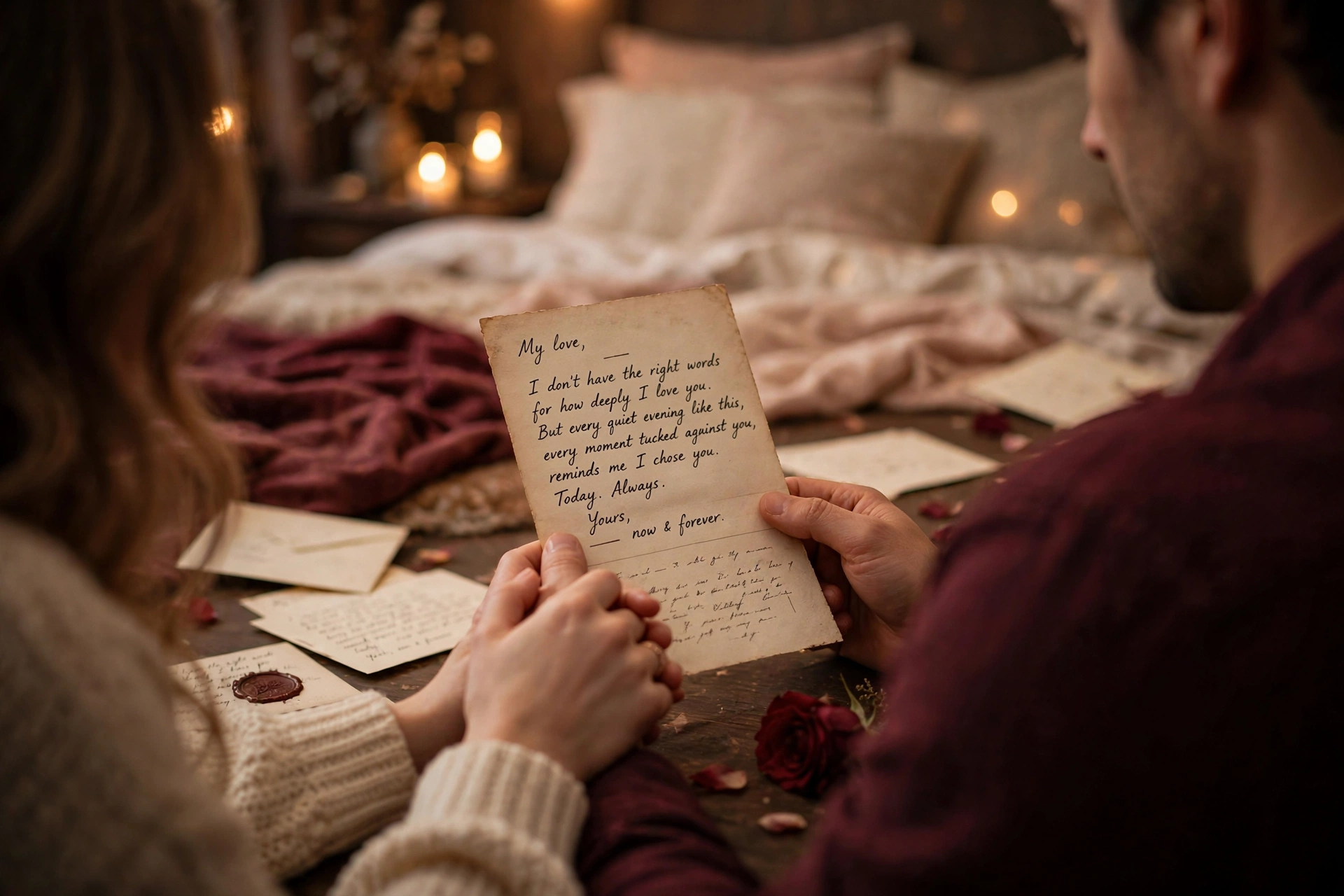 Heart touching deep love quotes for him written over a soft romantic background