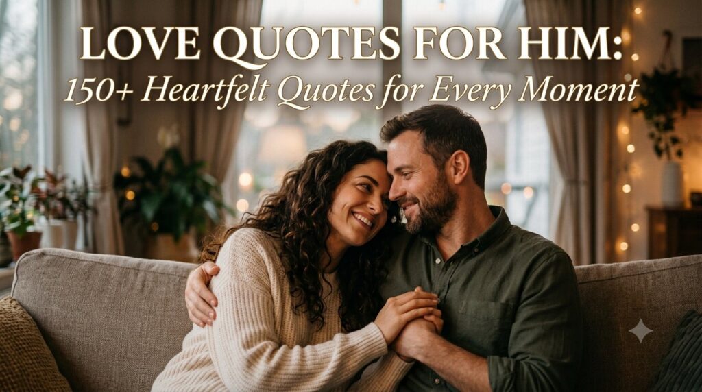 Romantic couple sharing a heartfelt love quote written on a handmade card
