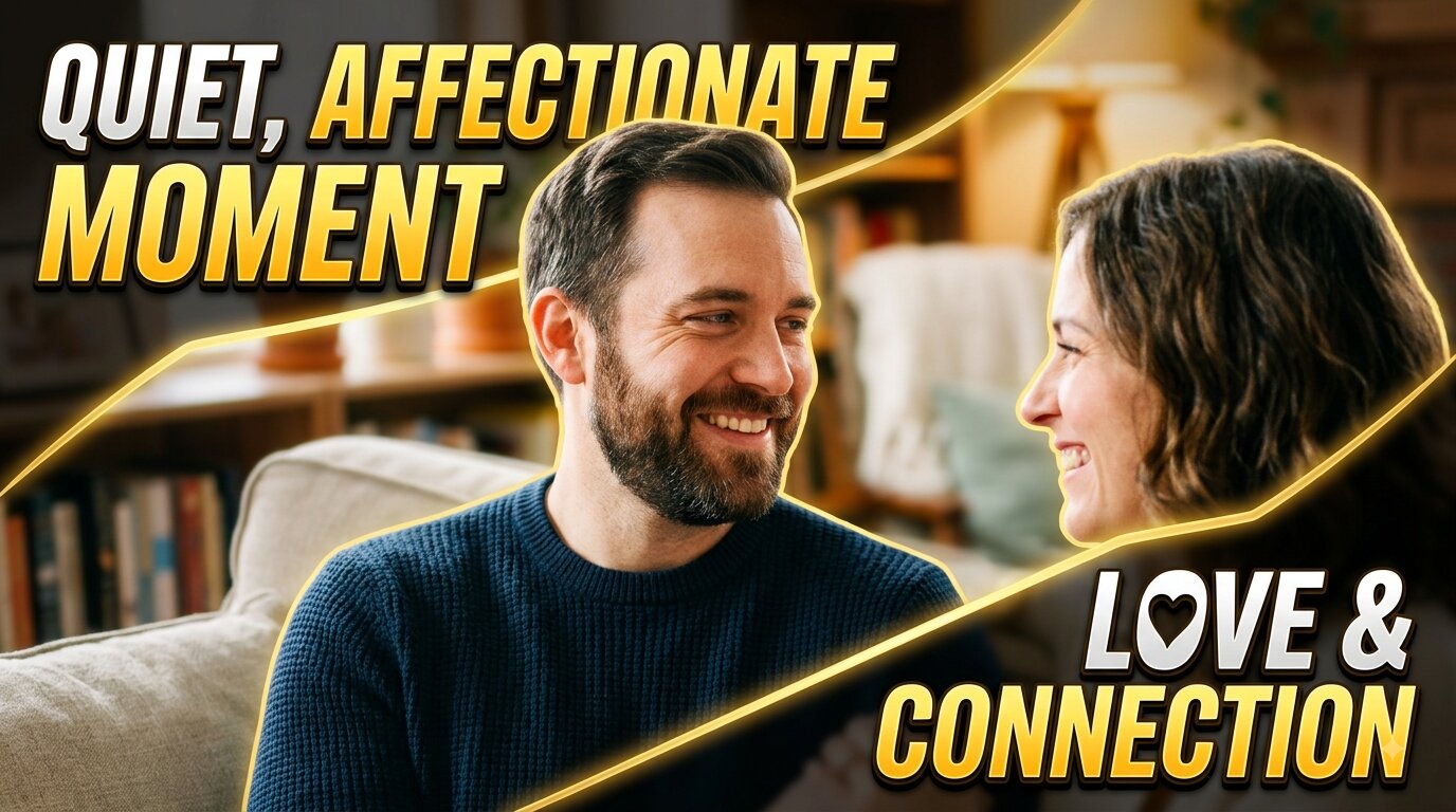 Husband smiling warmly while looking at his wife