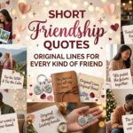 Short friendship quotes written on a card next to two coffee cups