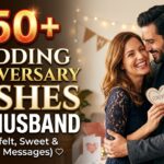 A smiling couple embracing while celebrating their wedding anniversary at home