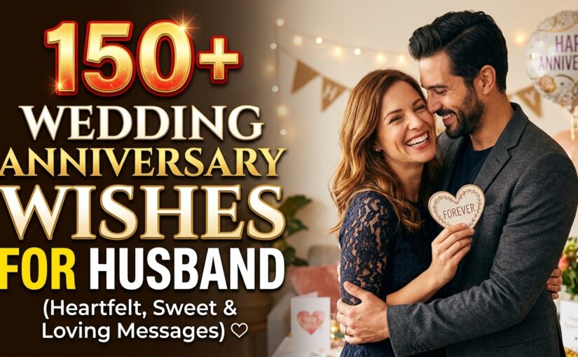 A smiling couple embracing while celebrating their wedding anniversary at home
