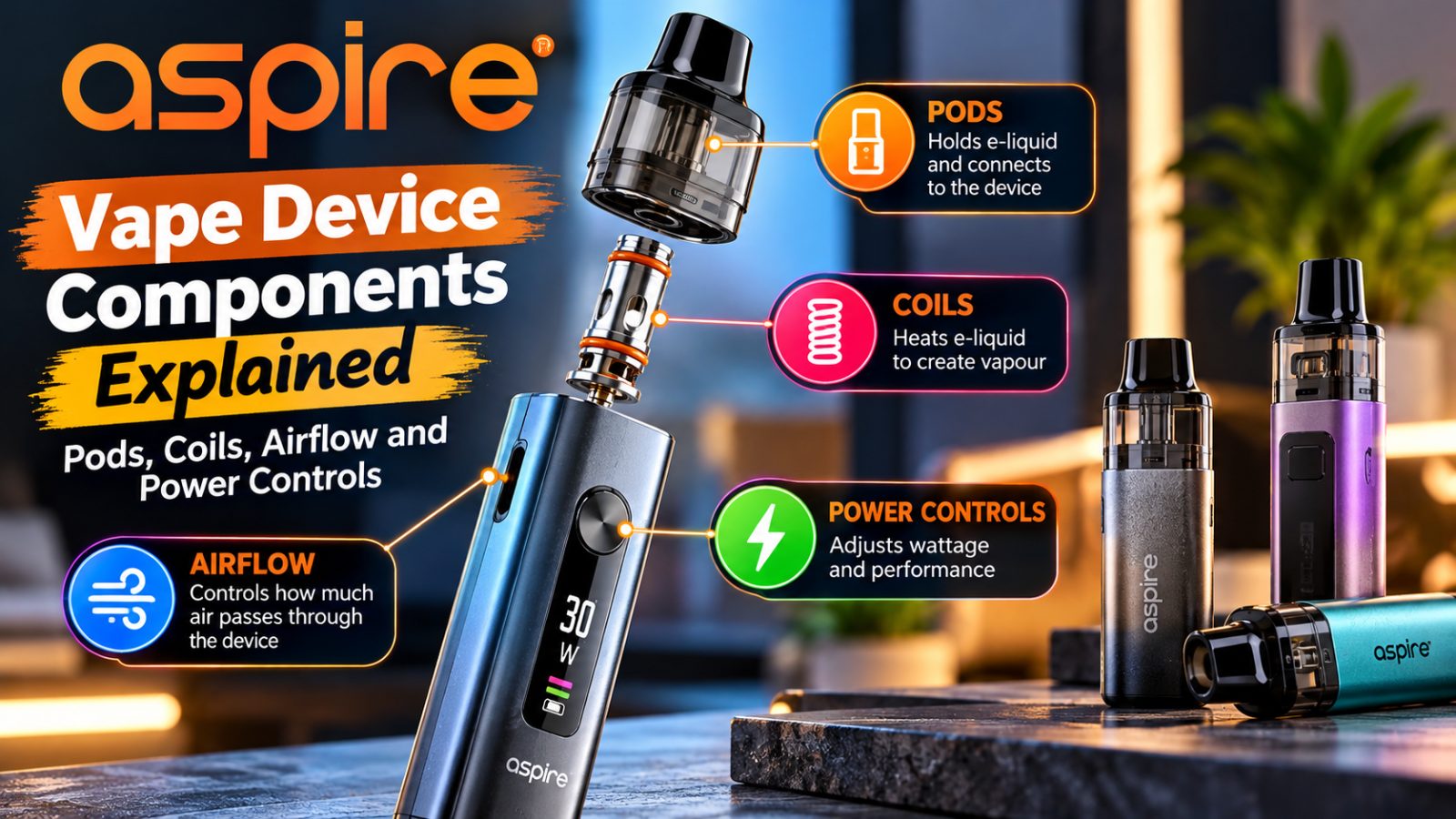 aspire vape device components